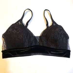 Auden Black Lace and  Velvet Bralette Size M